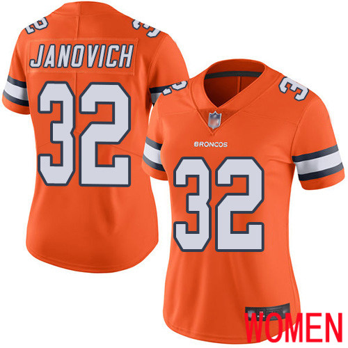 Women Denver Broncos 32 Andy Janovich Limited Orange Rush Vapor Untouchable Football NFL Jersey